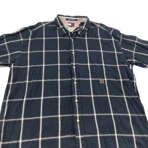 Vintage Tommy Hilfiger men's shirt XL Blue White stripe pocket long sleeve light